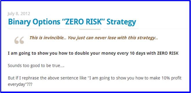 Binary options low risk strategy