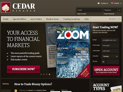 Cedar finance binary options platform