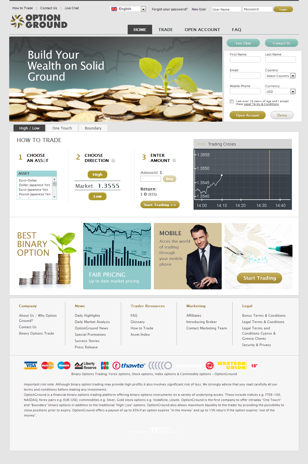 optionground homepage screenshot