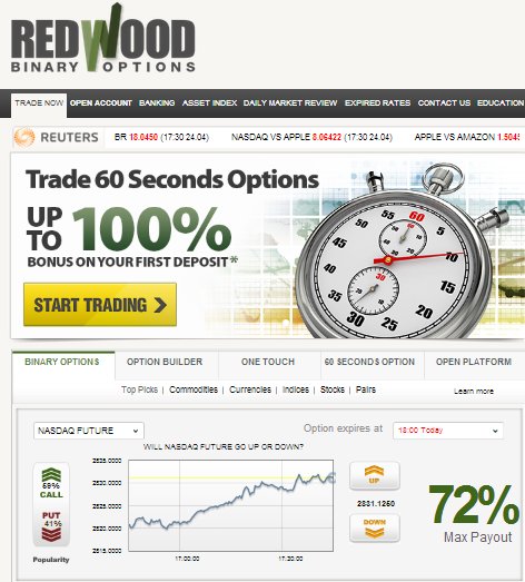 Redwood Options Home Screen