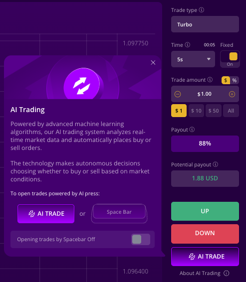 IQCent's AI trading feature