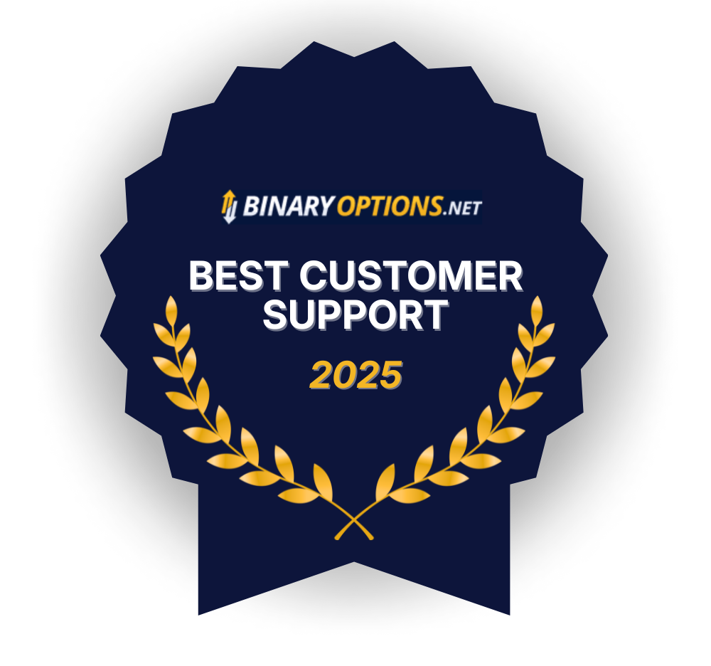 Best binary options customer support award 2025 from BinaryOptions.net