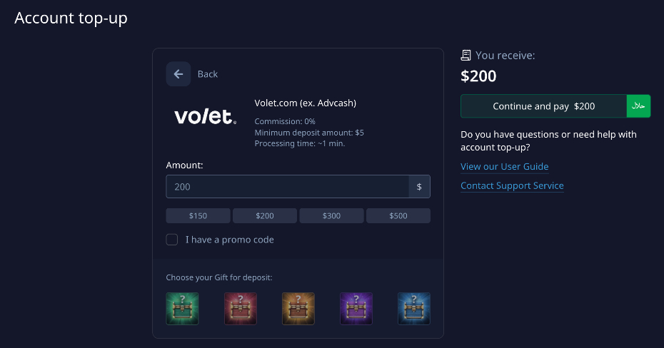 Making a deposit to Pocket Option using Volet