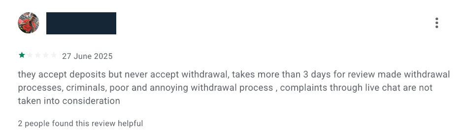 User complaining about withdrawal issues at Tickz