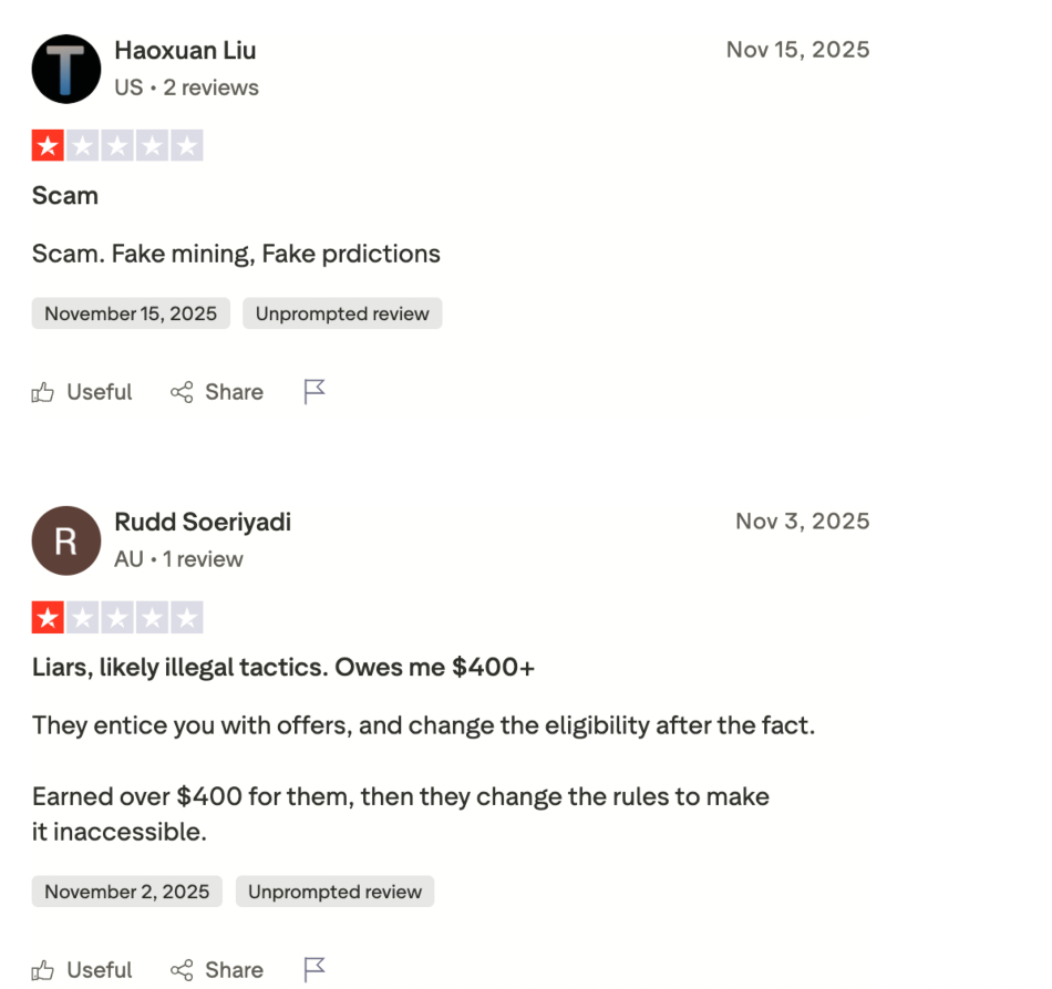 PRDT 1-star reviews on Trustpilot